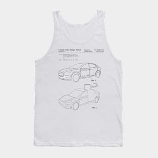 Tesla Model X Electric Car Vintage Patent Drawing Tank Top